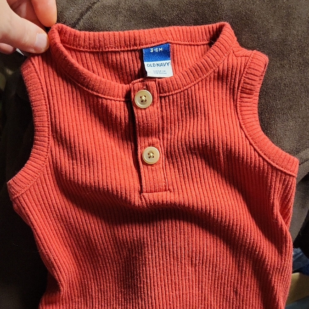 Old Navy 3-6 Months Kids Orange Red Ribbed Tank Top Sleeveless Onesie